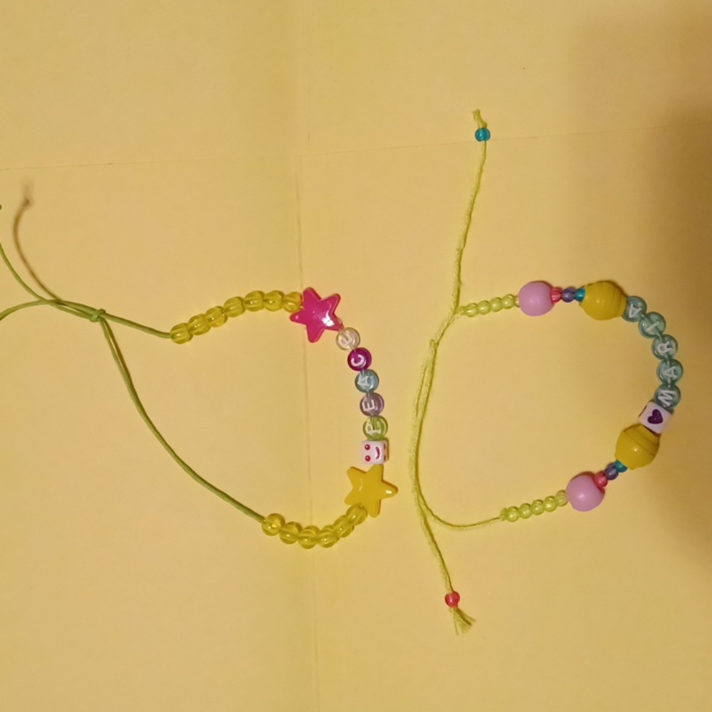 2 Handmade Bead Bracelets Bucket